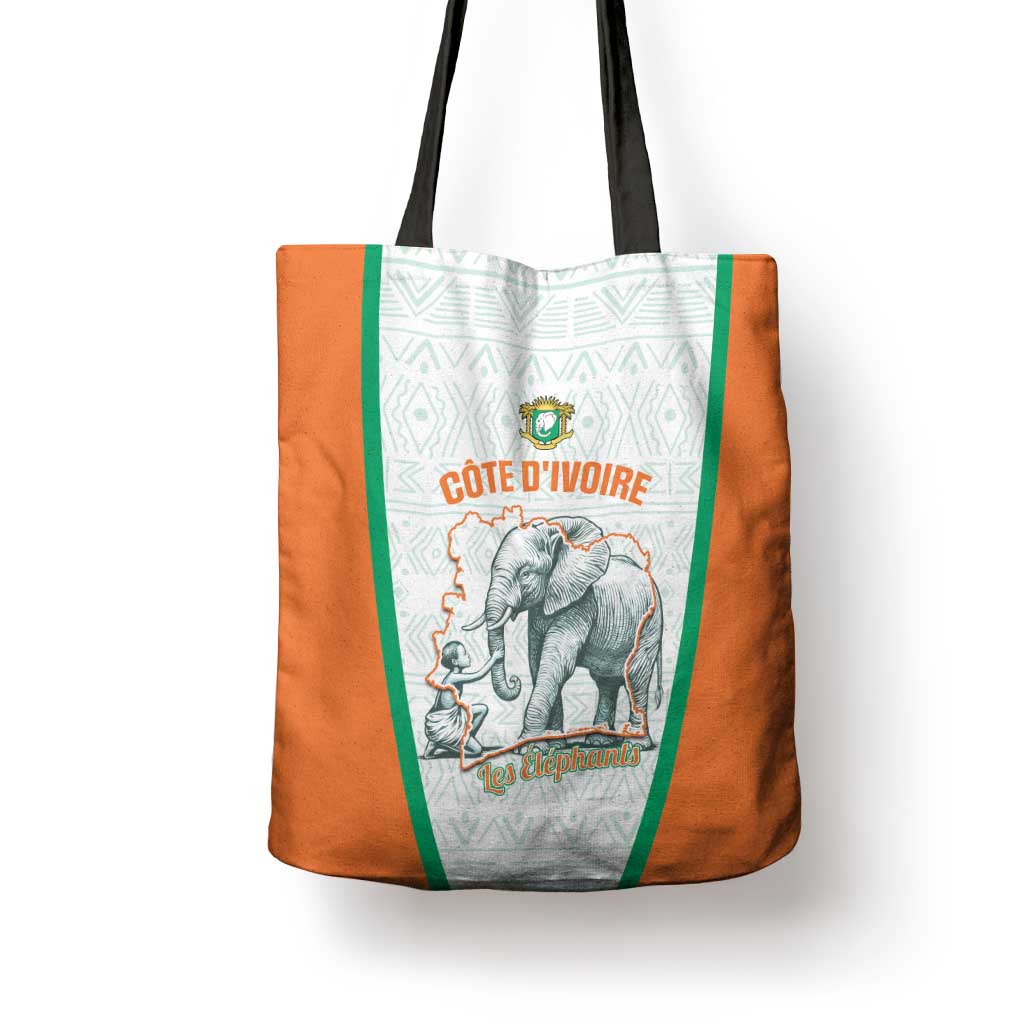 Ivory Coast Football Tote Bag 2026 Cote d'Ivoire Les Elephants White Version - Wonder Print Shop