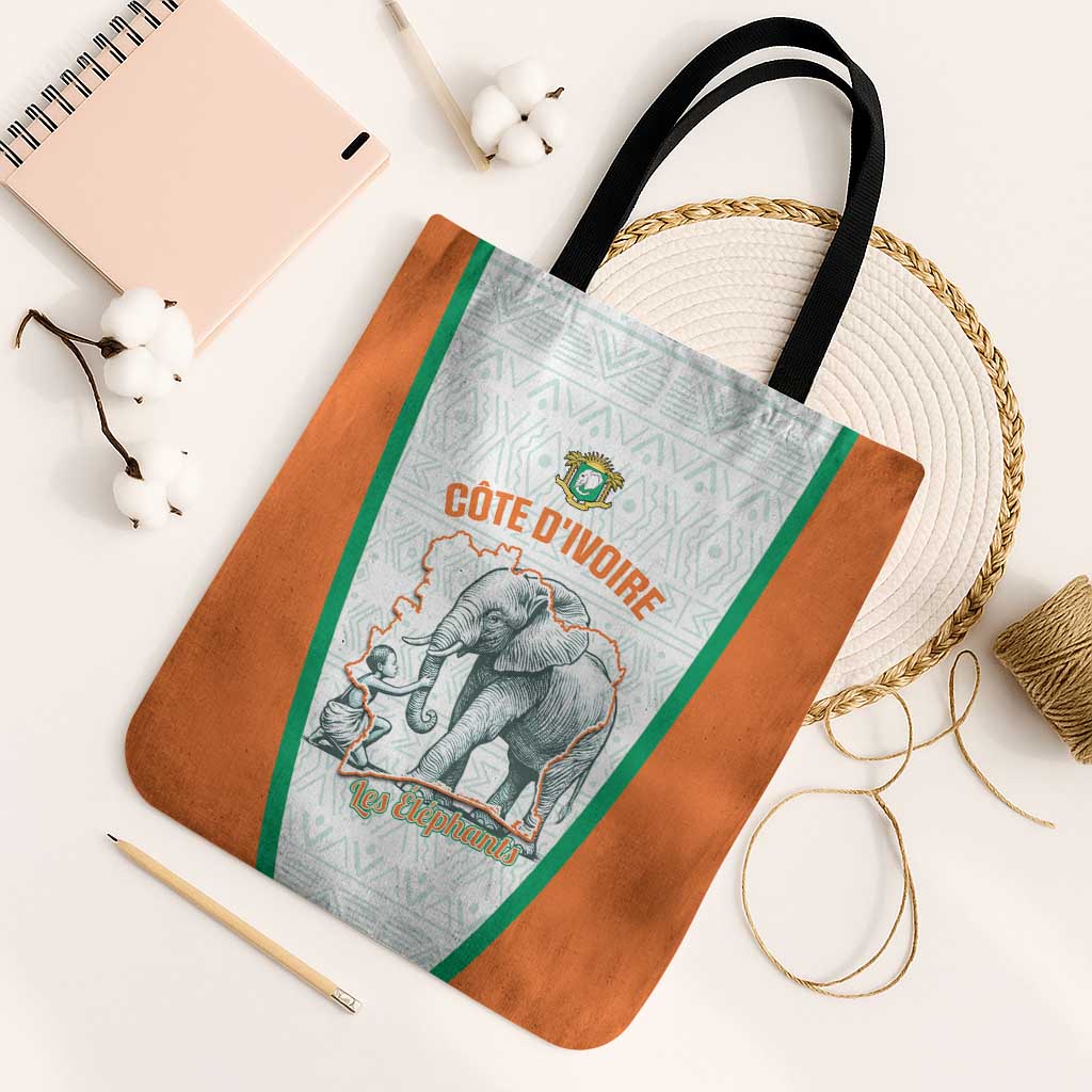 Ivory Coast Football Tote Bag 2026 Cote d'Ivoire Les Elephants White Version - Wonder Print Shop