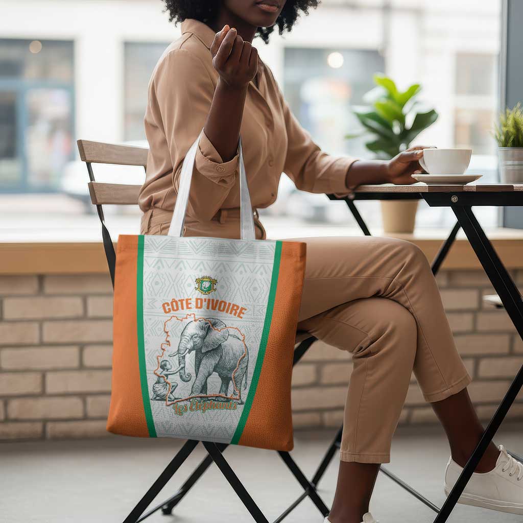 Ivory Coast Football Tote Bag 2026 Cote d'Ivoire Les Elephants White Version - Wonder Print Shop