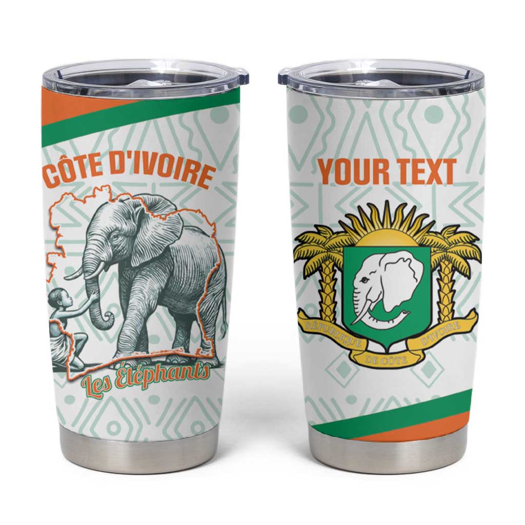 Custom Ivory Coast Football Tumbler Cup 2026 Cote d'Ivoire Les Elephants White Version - Wonder Print Shop