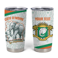 Custom Ivory Coast Football Tumbler Cup 2026 Cote d'Ivoire Les Elephants White Version - Wonder Print Shop