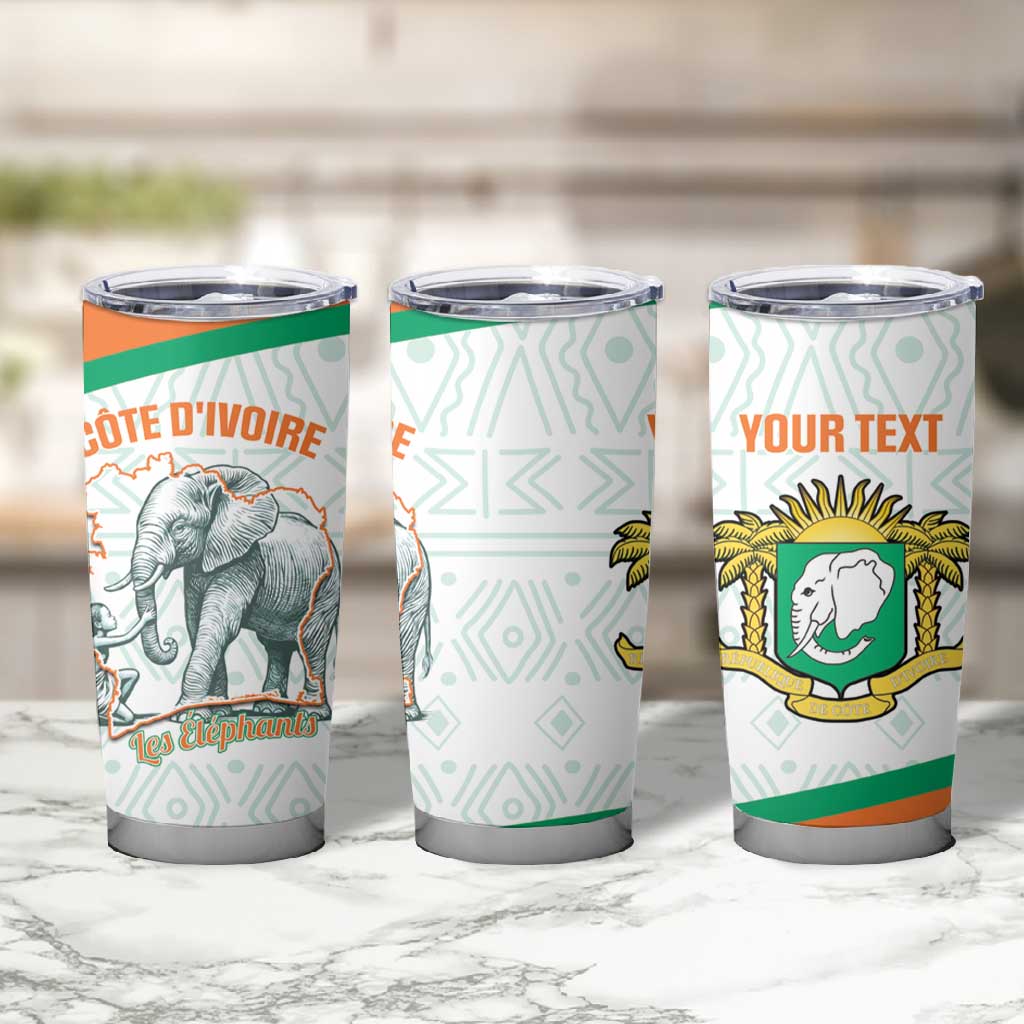 Custom Ivory Coast Football Tumbler Cup 2026 Cote d'Ivoire Les Elephants White Version - Wonder Print Shop