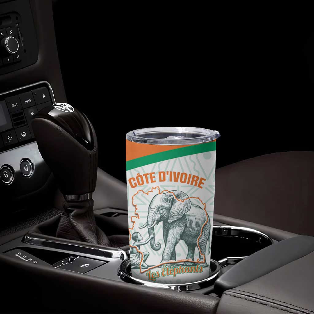 Custom Ivory Coast Football Tumbler Cup 2026 Cote d'Ivoire Les Elephants White Version - Wonder Print Shop