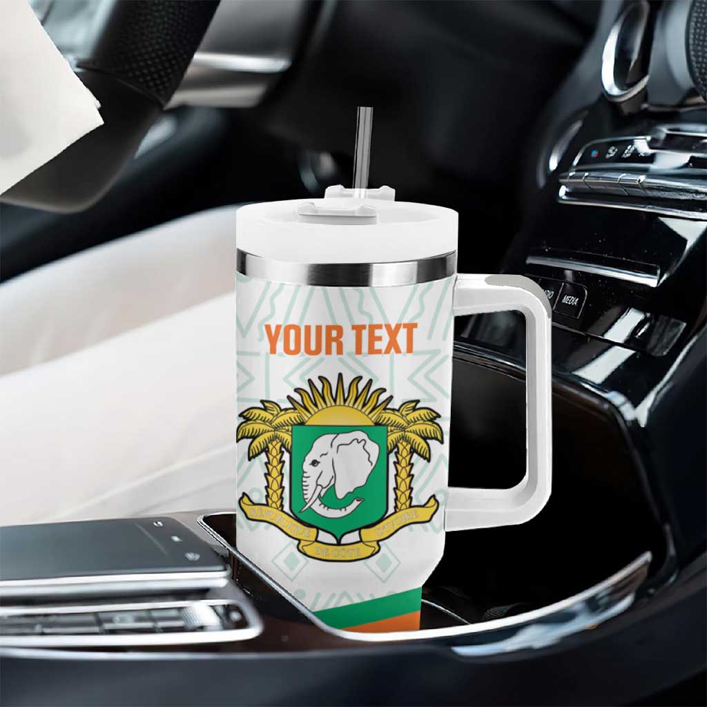 Custom Ivory Coast Football Tumbler With Handle 2026 Cote d'Ivoire Les Elephants White Version - Wonder Print Shop