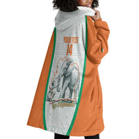 Custom Ivory Coast Football Wearable Blanket Hoodie 2026 Cote d'Ivoire Les Elephants White Version - Wonder Print Shop