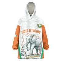 Custom Ivory Coast Football Wearable Blanket Hoodie 2026 Cote d'Ivoire Les Elephants White Version - Wonder Print Shop