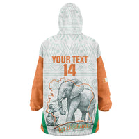 Custom Ivory Coast Football Wearable Blanket Hoodie 2026 Cote d'Ivoire Les Elephants White Version - Wonder Print Shop