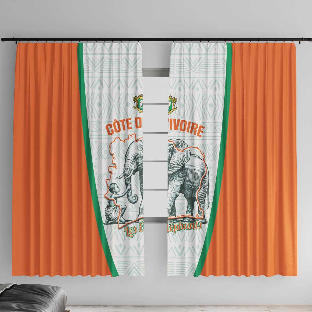 Ivory Coast Football Window Curtain 2026 Cote d'Ivoire Les Elephants White Version - Wonder Print Shop