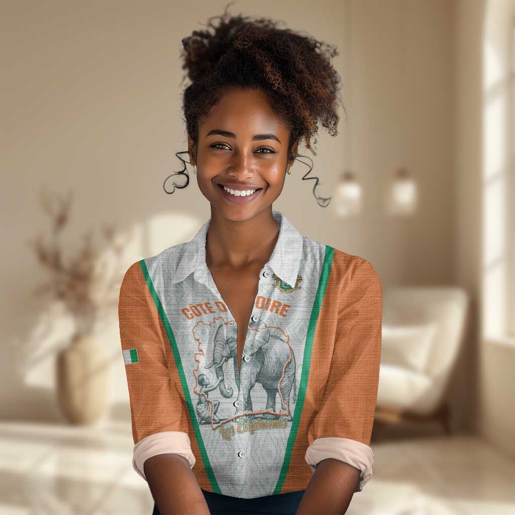 Custom Ivory Coast Football Women Casual Shirt 2026 Cote d'Ivoire Les Elephants White Version - Wonder Print Shop