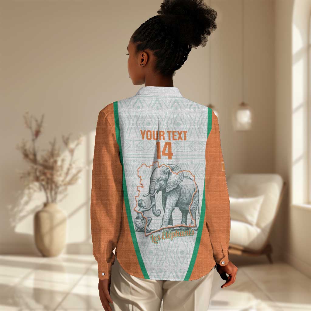 Custom Ivory Coast Football Women Casual Shirt 2026 Cote d'Ivoire Les Elephants White Version - Wonder Print Shop