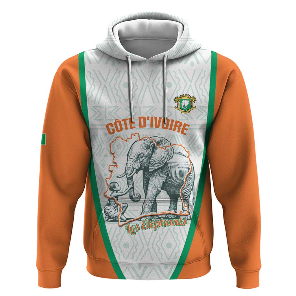 Custom Ivory Coast Football Zip Hoodie 2026 Cote d'Ivoire Les Elephants White Version - Wonder Print Shop