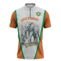 Custom Ivory Coast Football Zipper Polo Shirt 2026 Cote d'Ivoire Les Elephants White Version - Wonder Print Shop