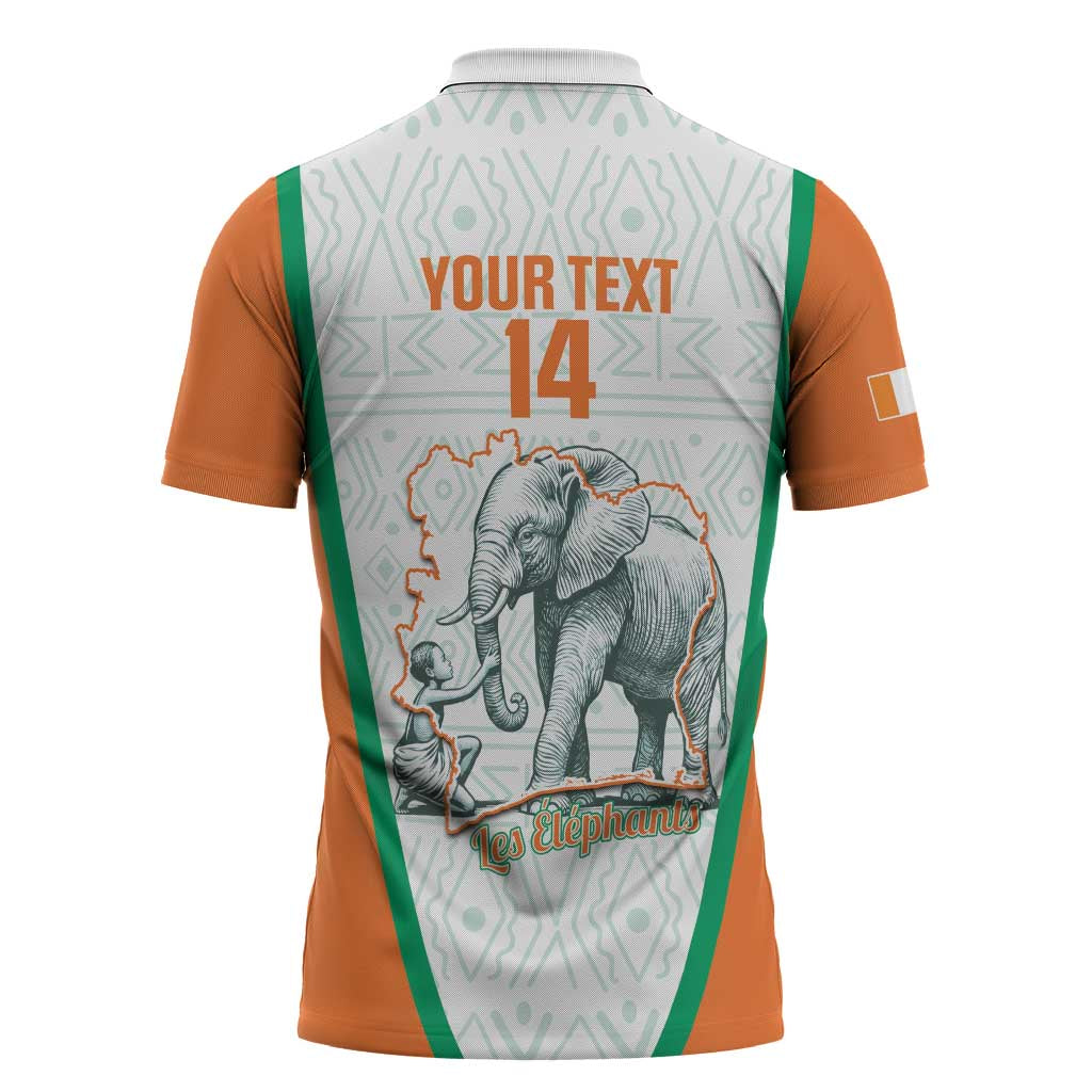 Custom Ivory Coast Football Zipper Polo Shirt 2026 Cote d'Ivoire Les Elephants White Version - Wonder Print Shop