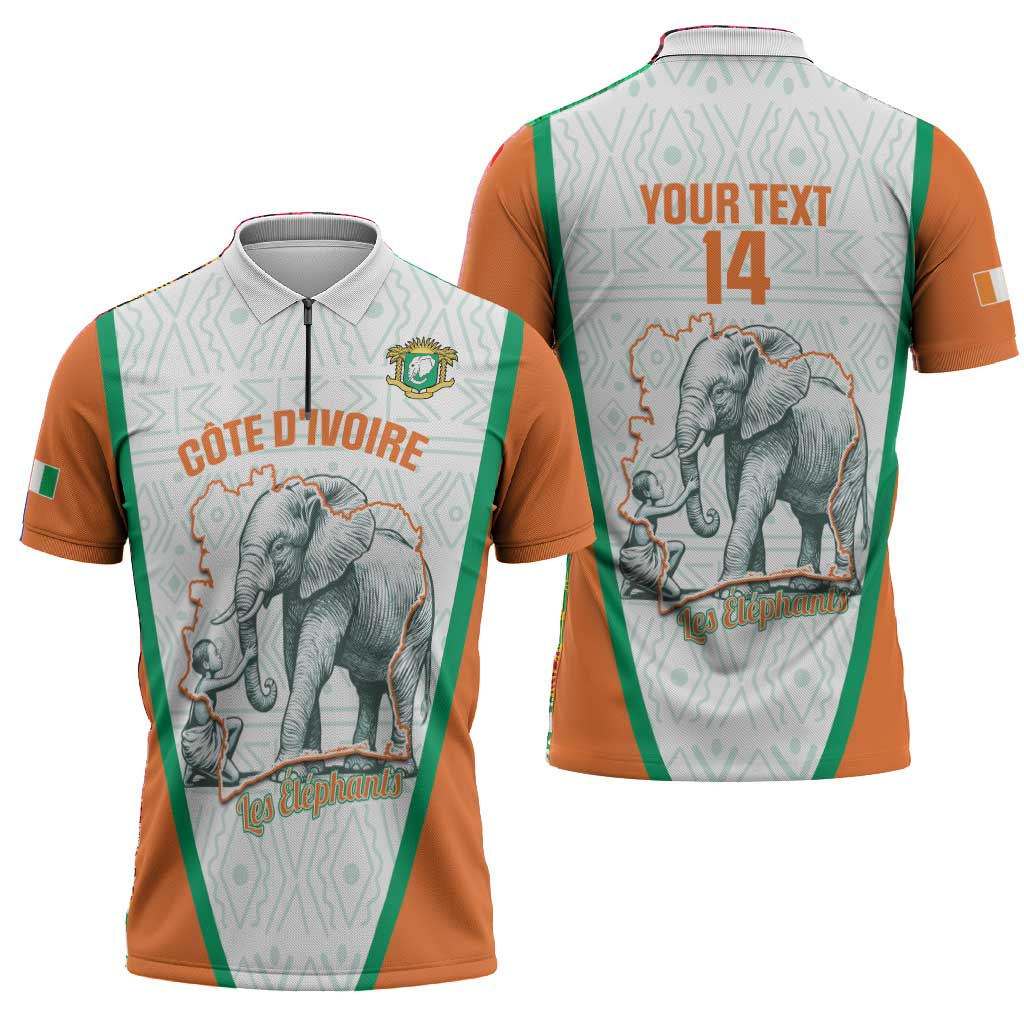 Custom Ivory Coast Football Zipper Polo Shirt 2026 Cote d'Ivoire Les Elephants White Version - Wonder Print Shop
