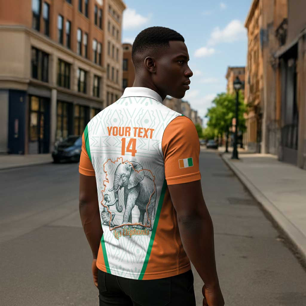 Custom Ivory Coast Football Zipper Polo Shirt 2026 Cote d'Ivoire Les Elephants White Version - Wonder Print Shop