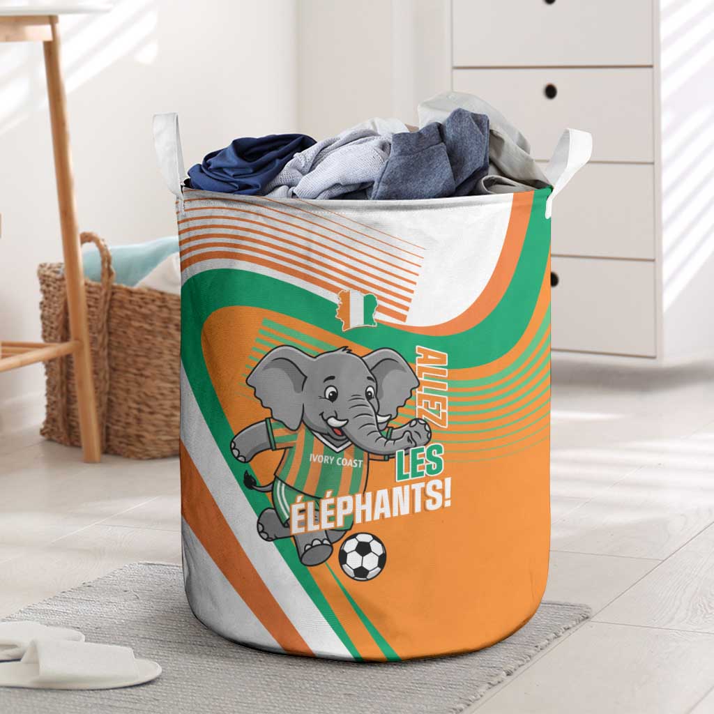 Ivory Coast Football Laundry Basket 2026 Allez Les Elephants Cute Mascot - Wonder Print Shop