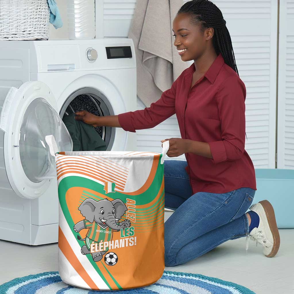 Ivory Coast Football Laundry Basket 2026 Allez Les Elephants Cute Mascot - Wonder Print Shop