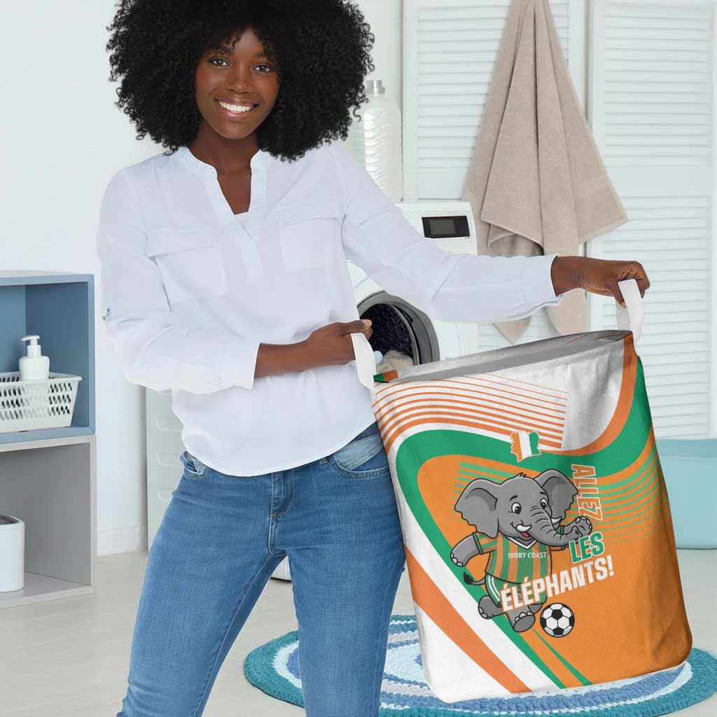 Ivory Coast Football Laundry Basket 2026 Allez Les Elephants Cute Mascot - Wonder Print Shop