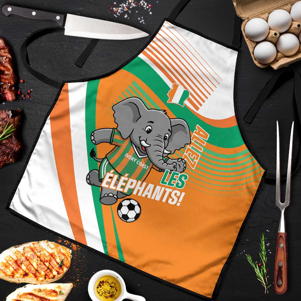 Ivory Coast Football Apron 2026 Allez Les Elephants Cute Mascot - Wonder Print Shop