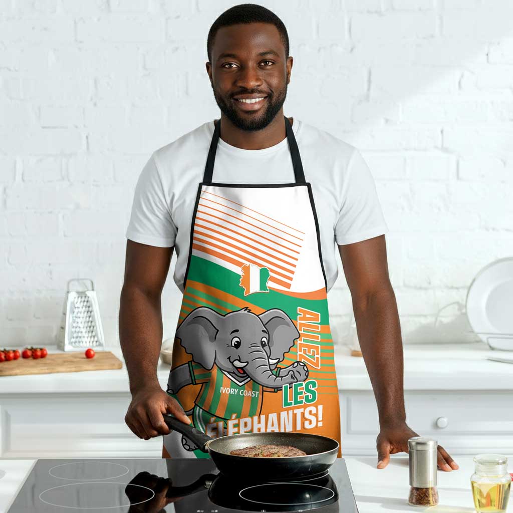 Ivory Coast Football Apron 2026 Allez Les Elephants Cute Mascot - Wonder Print Shop
