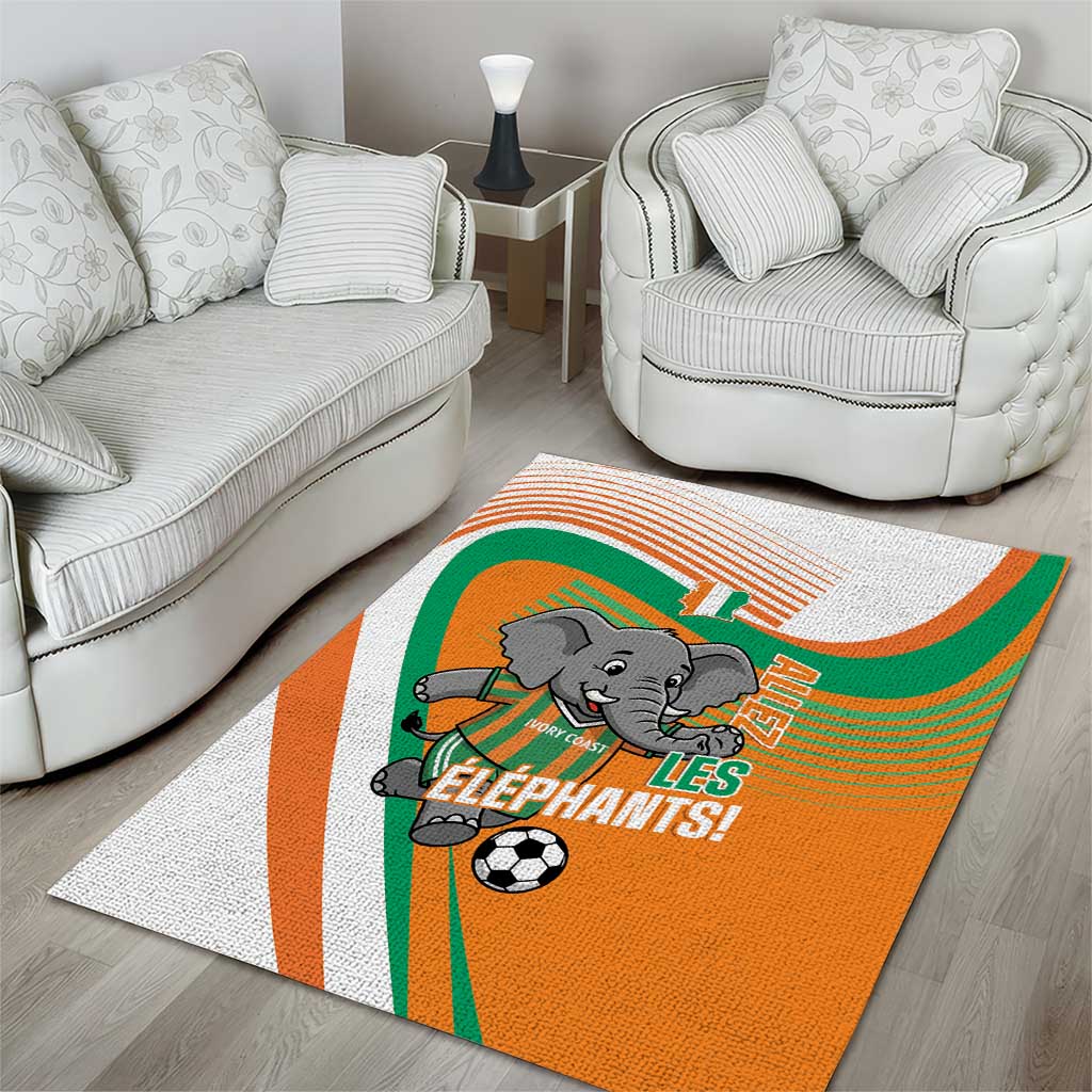 Ivory Coast Football Area Rug 2026 Allez Les Elephants Cute Mascot - Wonder Print Shop