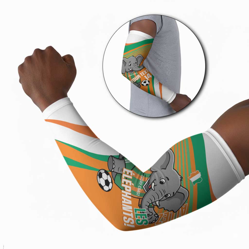 Custom Ivory Coast Football Arm Sleeves 2026 Allez Les Elephants Cute Mascot - Wonder Print Shop
