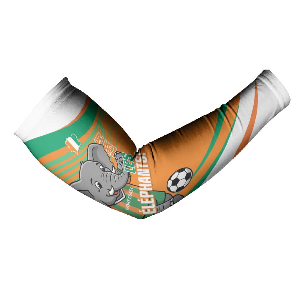 Custom Ivory Coast Football Arm Sleeves 2026 Allez Les Elephants Cute Mascot - Wonder Print Shop