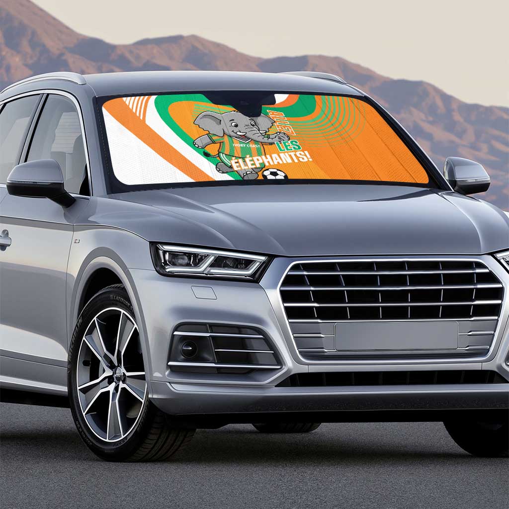 Ivory Coast Football Auto Sun Shade 2026 Allez Les Elephants Cute Mascot - Wonder Print Shop