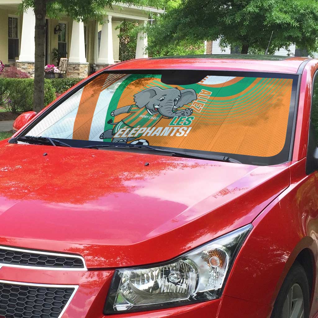 Ivory Coast Football Auto Sun Shade 2026 Allez Les Elephants Cute Mascot - Wonder Print Shop