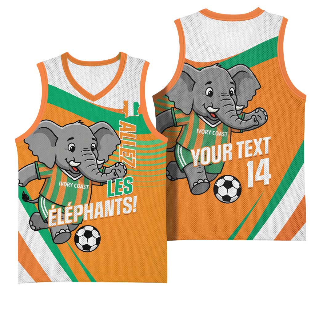 Custom Ivory Coast Football Basketball Jersey 2026 Allez Les Elephants Cute Mascot - Wonder Print Shop