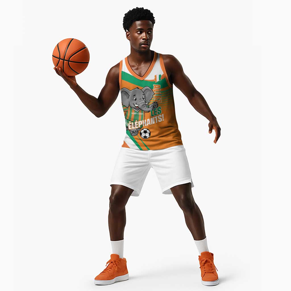 Custom Ivory Coast Football Basketball Jersey 2026 Allez Les Elephants Cute Mascot - Wonder Print Shop