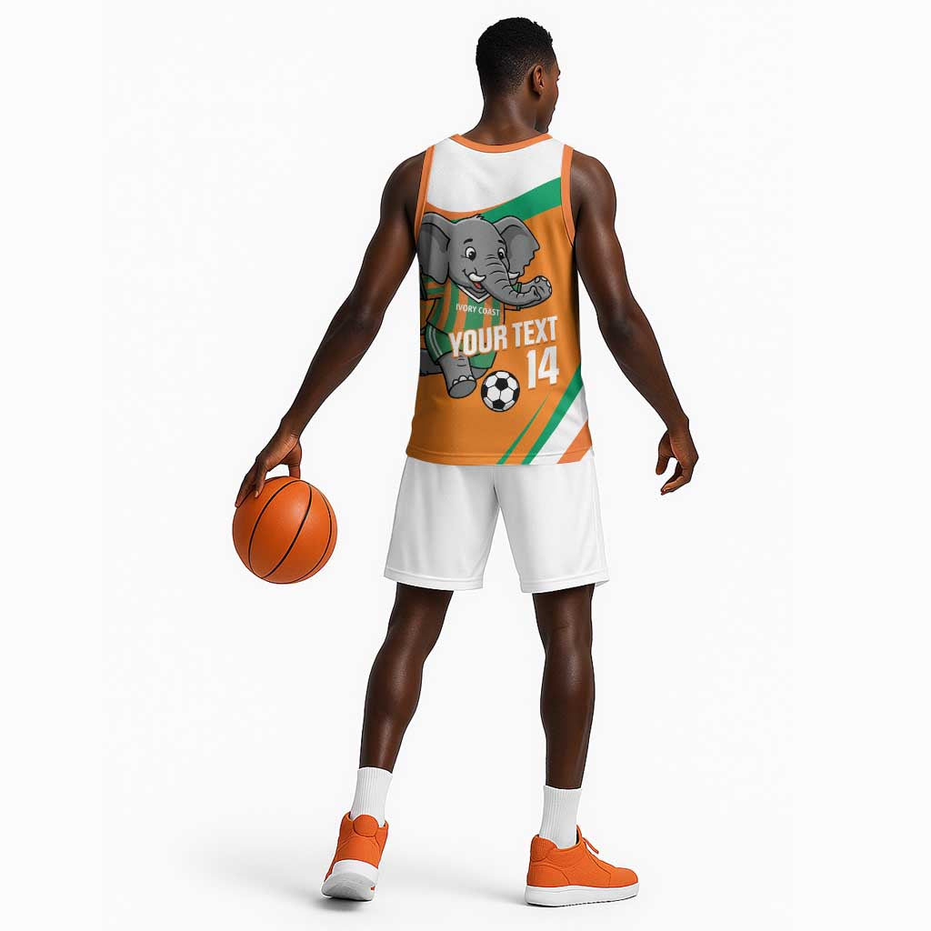 Custom Ivory Coast Football Basketball Jersey 2026 Allez Les Elephants Cute Mascot - Wonder Print Shop