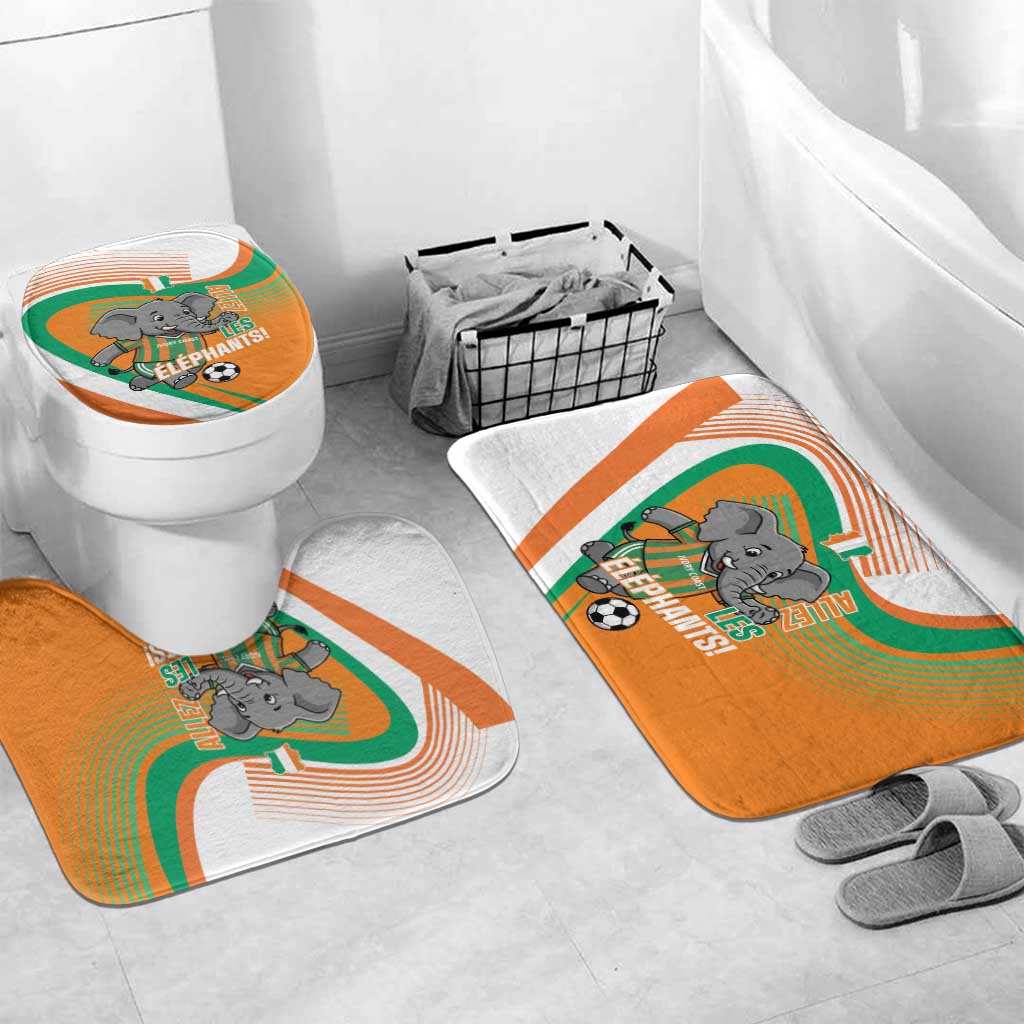 Ivory Coast Football Bathroom Set 2026 Allez Les Elephants Cute Mascot - Wonder Print Shop