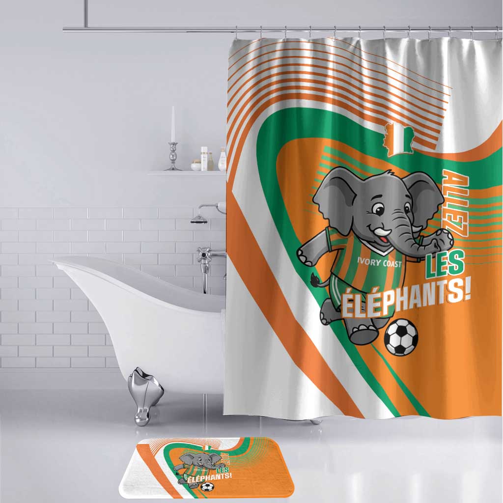 Ivory Coast Football Bathroom Set 2026 Allez Les Elephants Cute Mascot - Wonder Print Shop