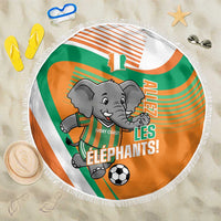 Ivory Coast Football Beach Blanket 2026 Allez Les Elephants Cute Mascot - Wonder Print Shop