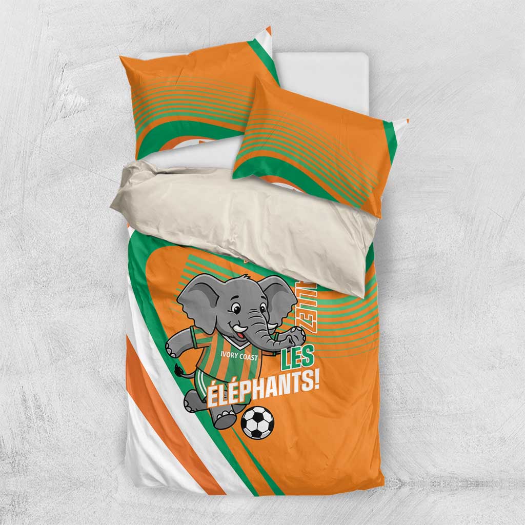Ivory Coast Football Bedding Set 2026 Allez Les Elephants Cute Mascot - Wonder Print Shop