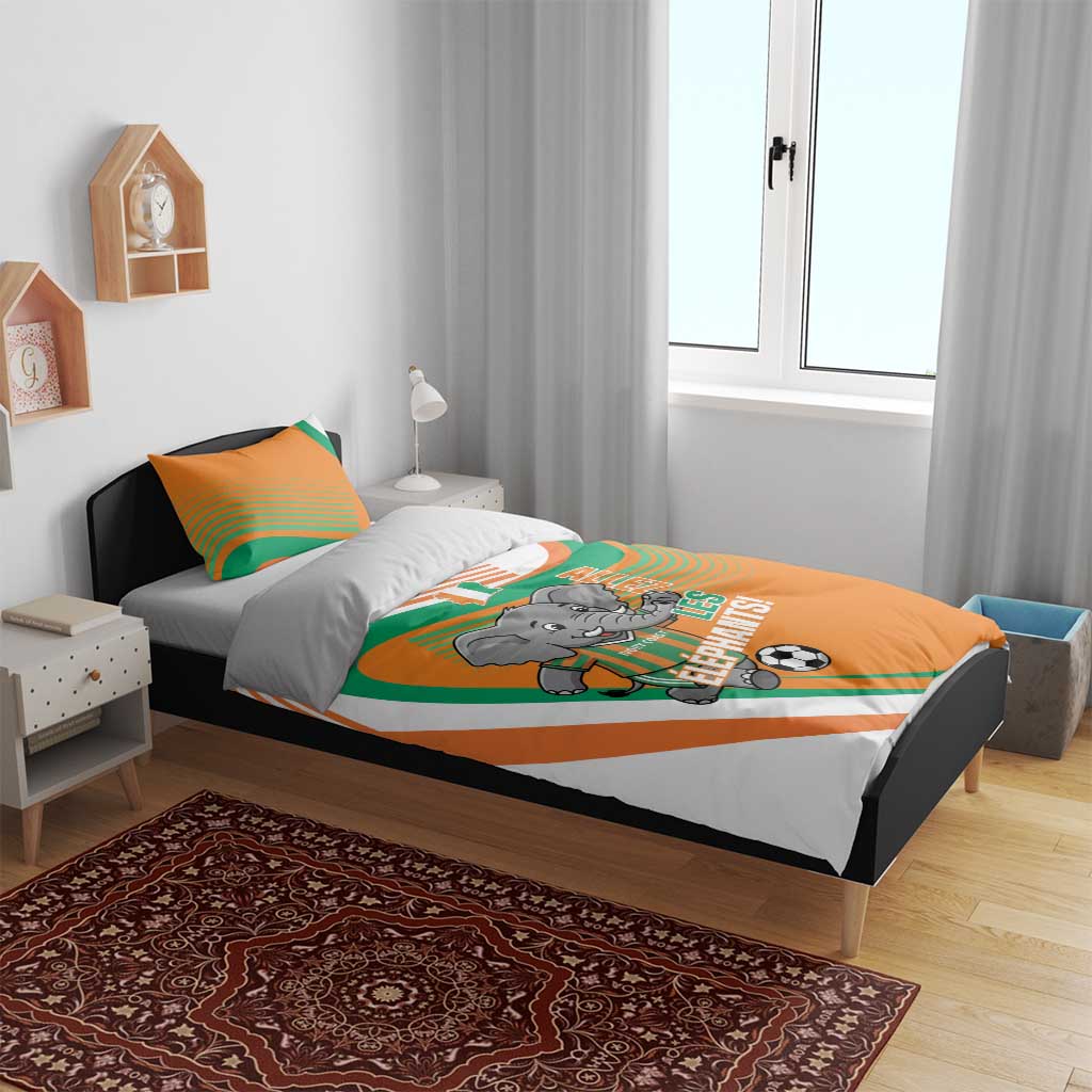Ivory Coast Football Bedding Set 2026 Allez Les Elephants Cute Mascot - Wonder Print Shop