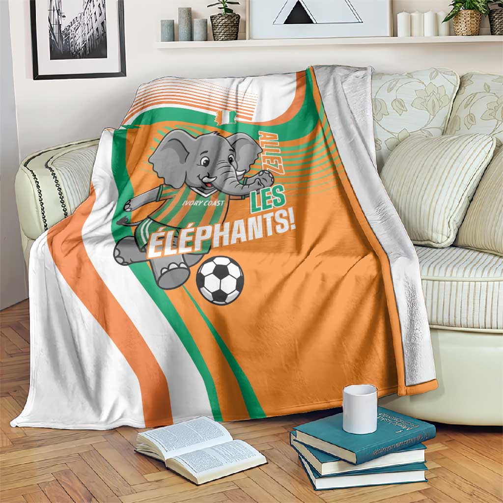 Ivory Coast Football Blanket 2026 Allez Les Elephants Cute Mascot - Wonder Print Shop