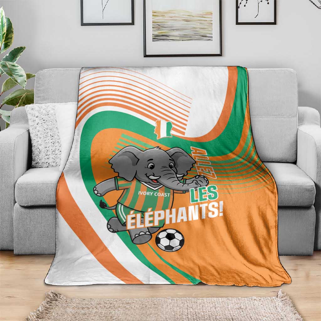 Ivory Coast Football Blanket 2026 Allez Les Elephants Cute Mascot - Wonder Print Shop