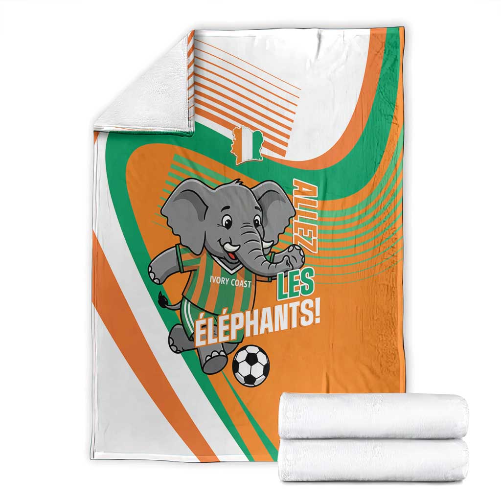 Ivory Coast Football Blanket 2026 Allez Les Elephants Cute Mascot - Wonder Print Shop