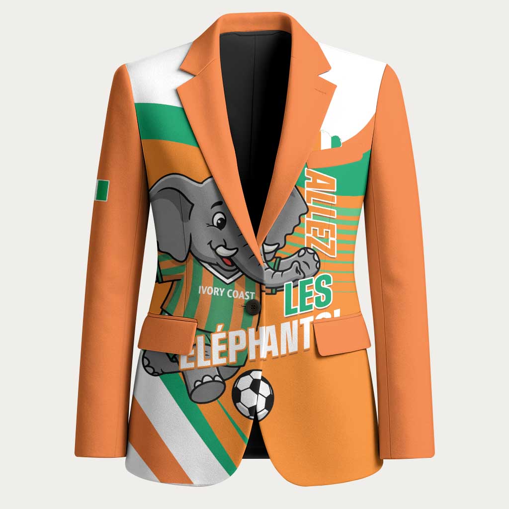 Custom Ivory Coast Football Blazer 2026 Allez Les Elephants Cute Mascot - Wonder Print Shop