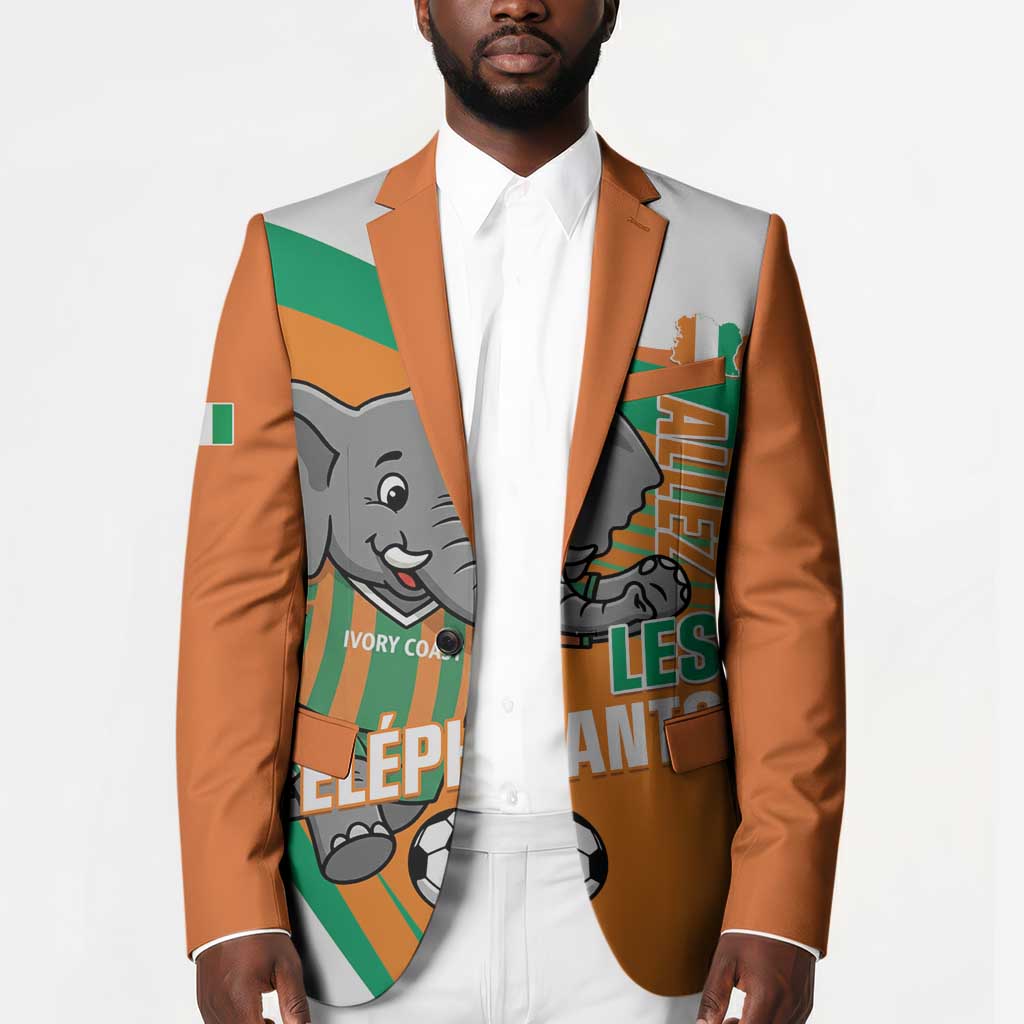 Custom Ivory Coast Football Blazer 2026 Allez Les Elephants Cute Mascot - Wonder Print Shop