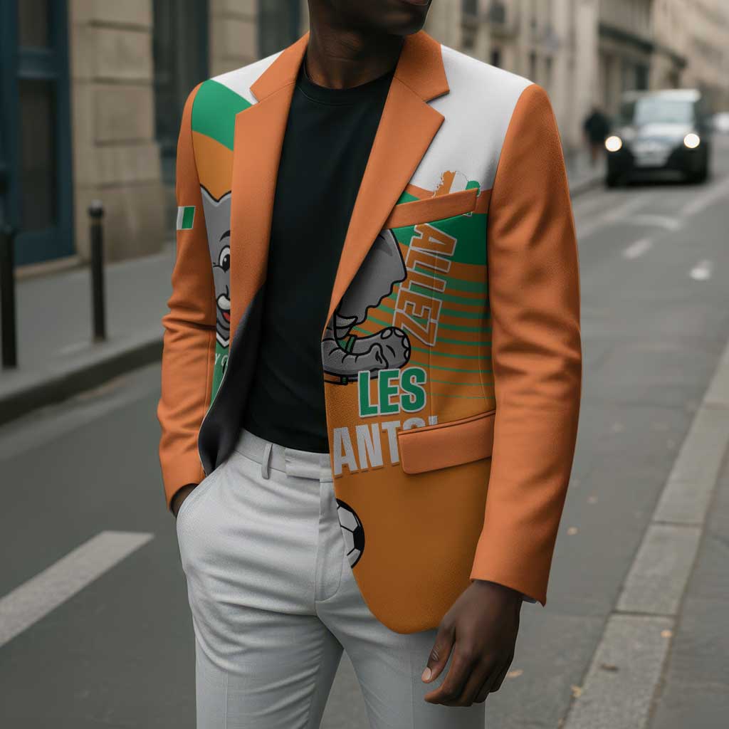 Custom Ivory Coast Football Blazer 2026 Allez Les Elephants Cute Mascot - Wonder Print Shop
