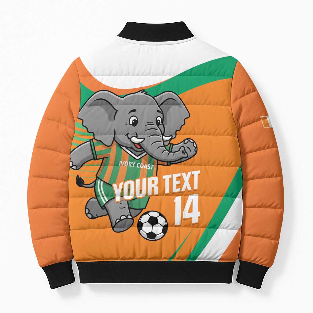 Custom Ivory Coast Football Bomber Puffer Jacket 2026 Allez Les Elephants Cute Mascot - Wonder Print Shop