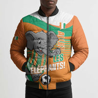 Custom Ivory Coast Football Bomber Puffer Jacket 2026 Allez Les Elephants Cute Mascot - Wonder Print Shop