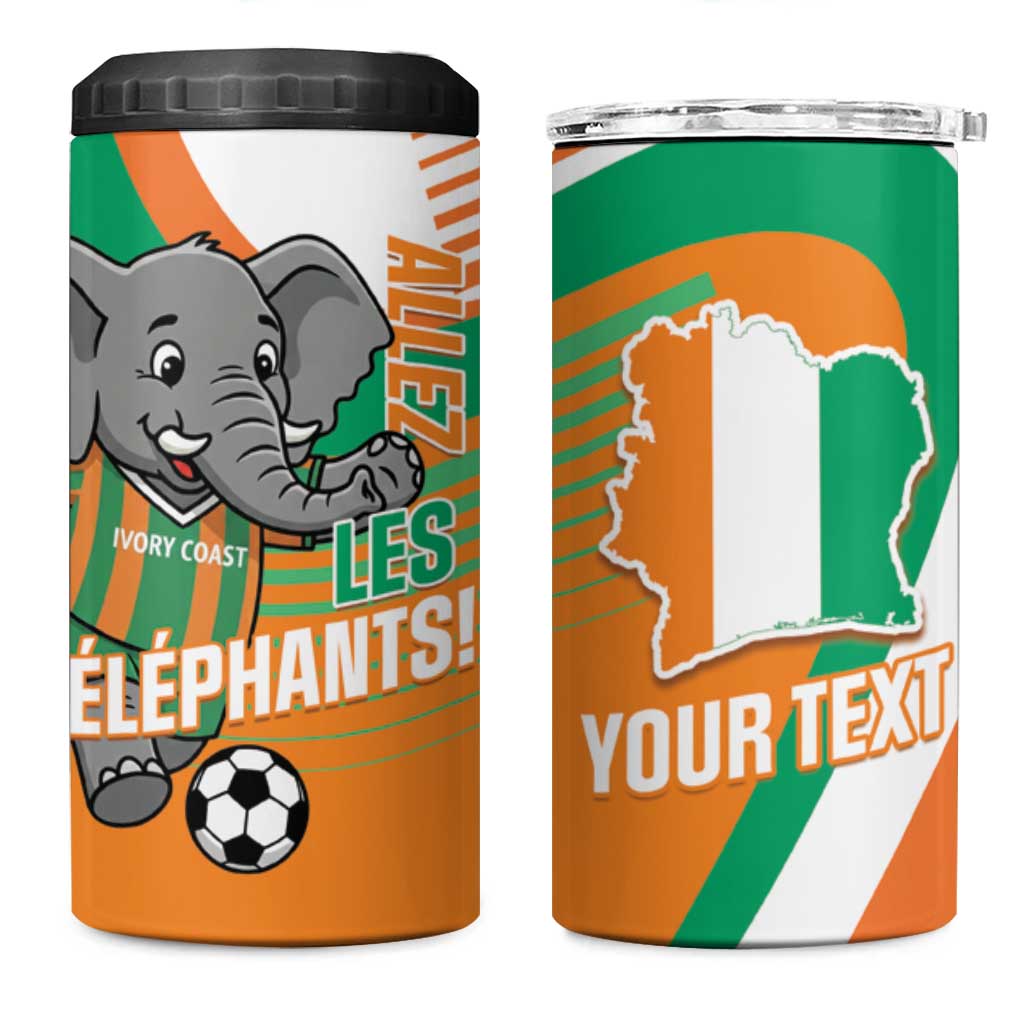 Custom Ivory Coast Football 4 in 1 Can Cooler Tumbler 2026 Allez Les Elephants Cute Mascot - Wonder Print Shop