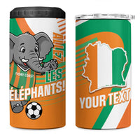Custom Ivory Coast Football 4 in 1 Can Cooler Tumbler 2026 Allez Les Elephants Cute Mascot - Wonder Print Shop