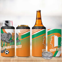 Custom Ivory Coast Football 4 in 1 Can Cooler Tumbler 2026 Allez Les Elephants Cute Mascot - Wonder Print Shop