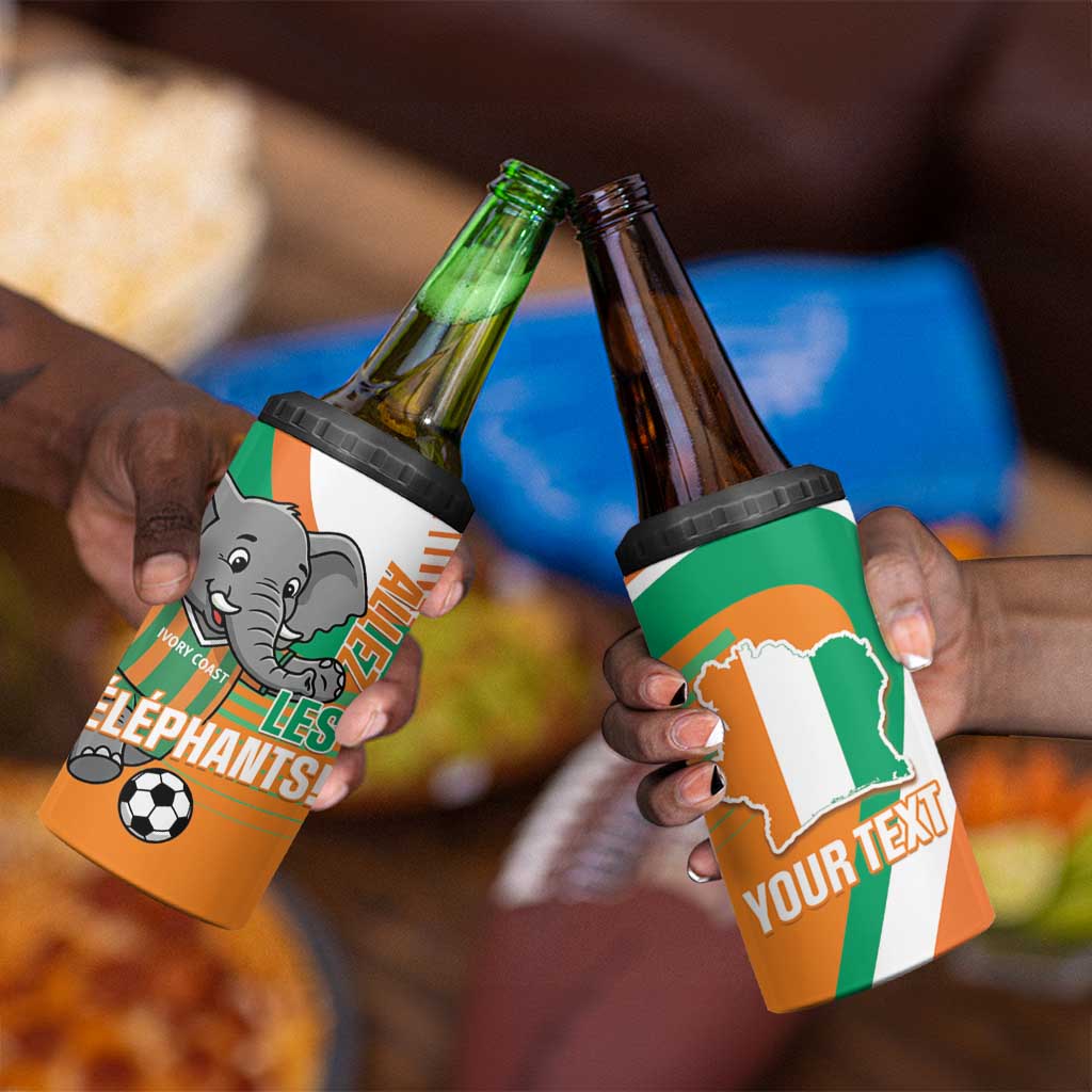 Custom Ivory Coast Football 4 in 1 Can Cooler Tumbler 2026 Allez Les Elephants Cute Mascot - Wonder Print Shop