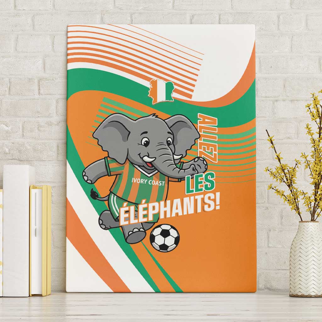 Ivory Coast Football Canvas Wall Art 2026 Allez Les Elephants Cute Mascot - Wonder Print Shop